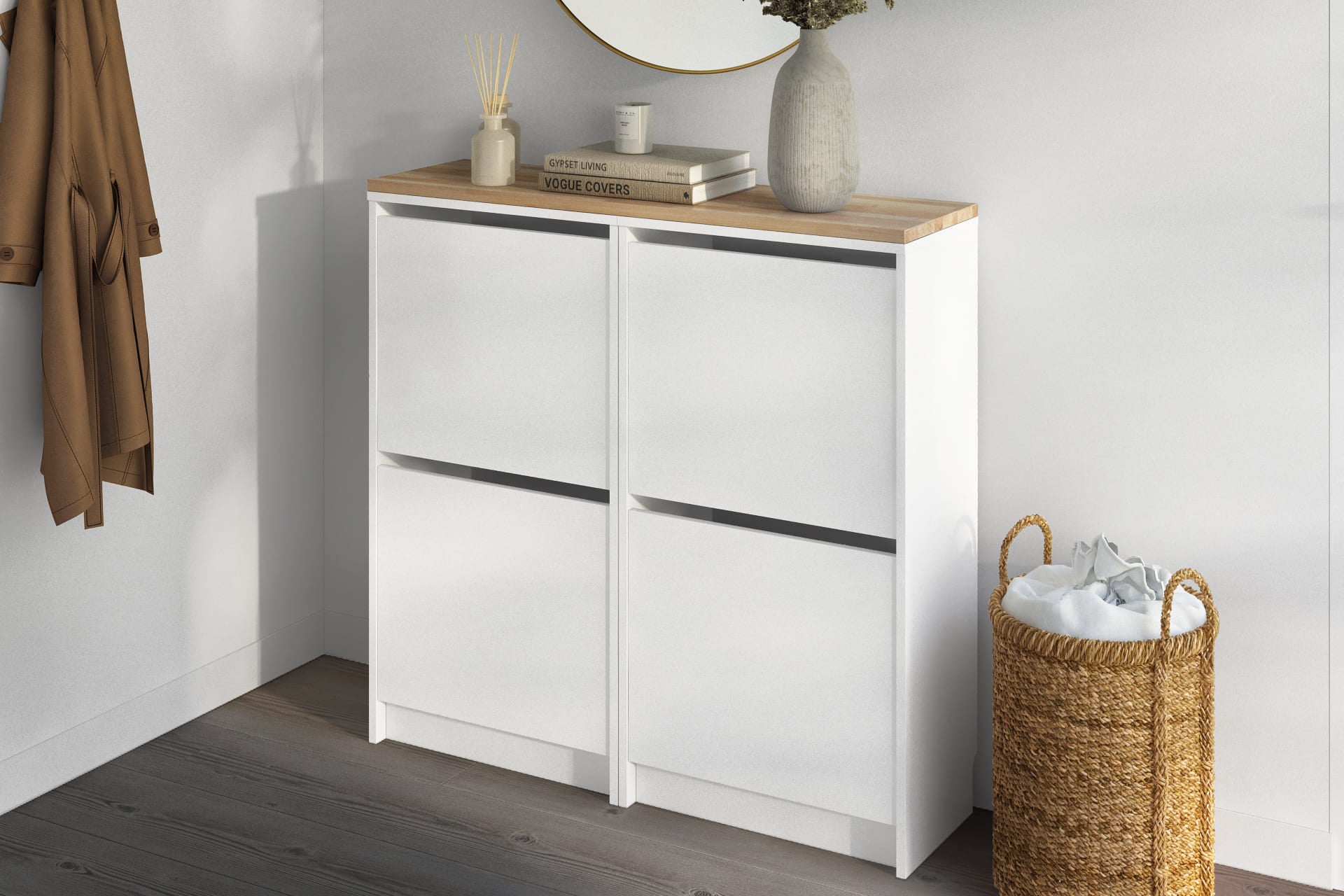 Ikea Bissa Schuhschrank mit Deckplatte