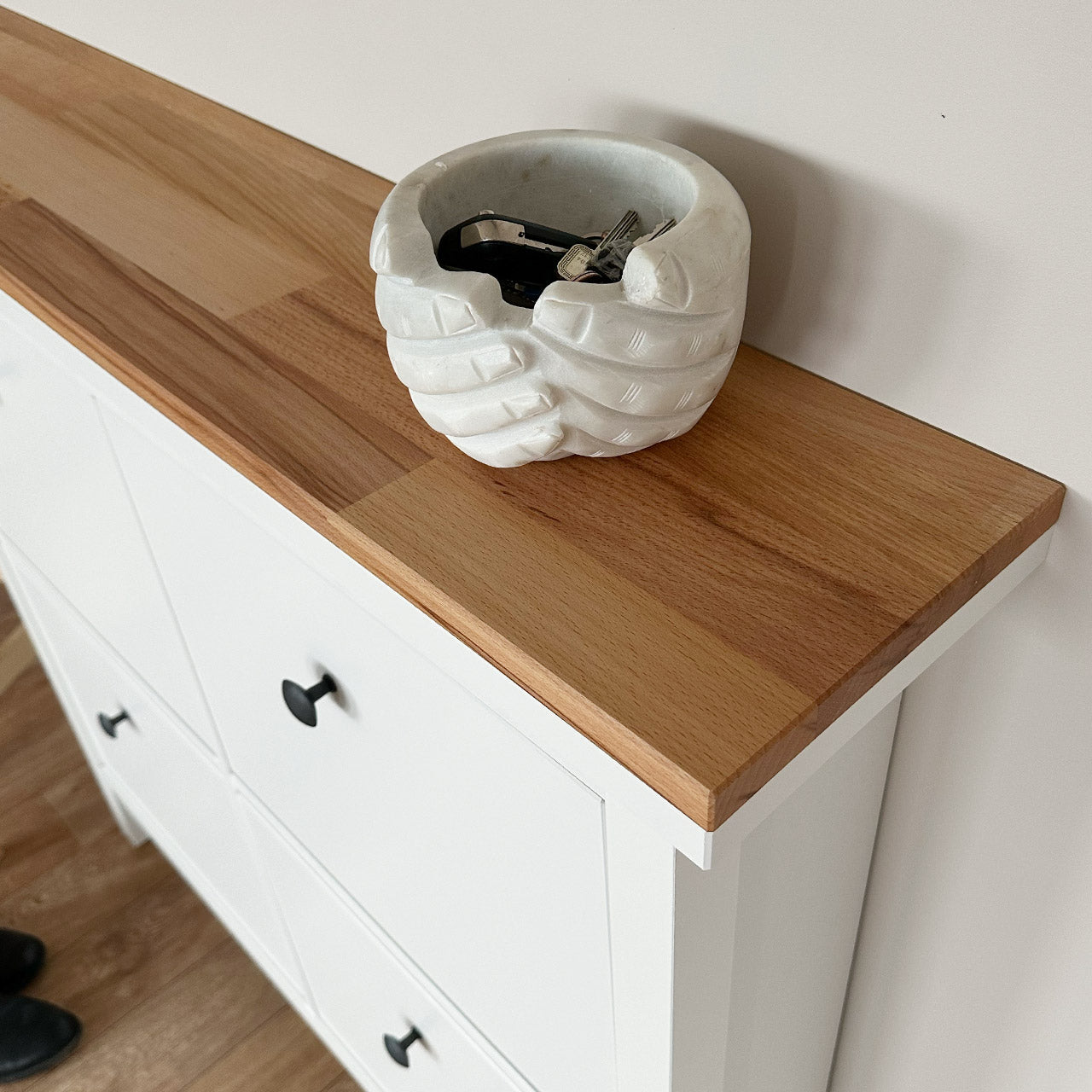 Deckplatte aus Buchenholz (geölt) für den IKEA Hemnes Schuhschrank