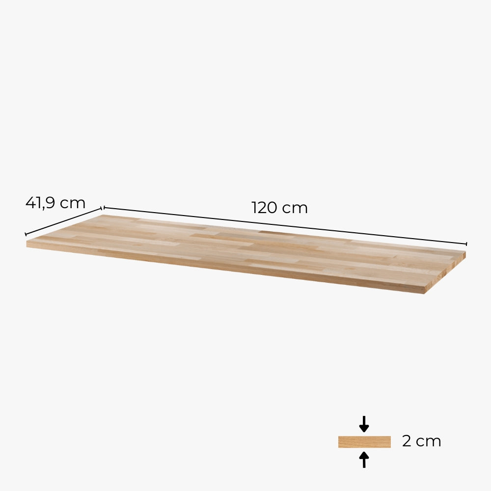 Plattenmaße Holzplatte für Ikea Besta Länge 120 cm Dicke 2 cm. Buche geölt.