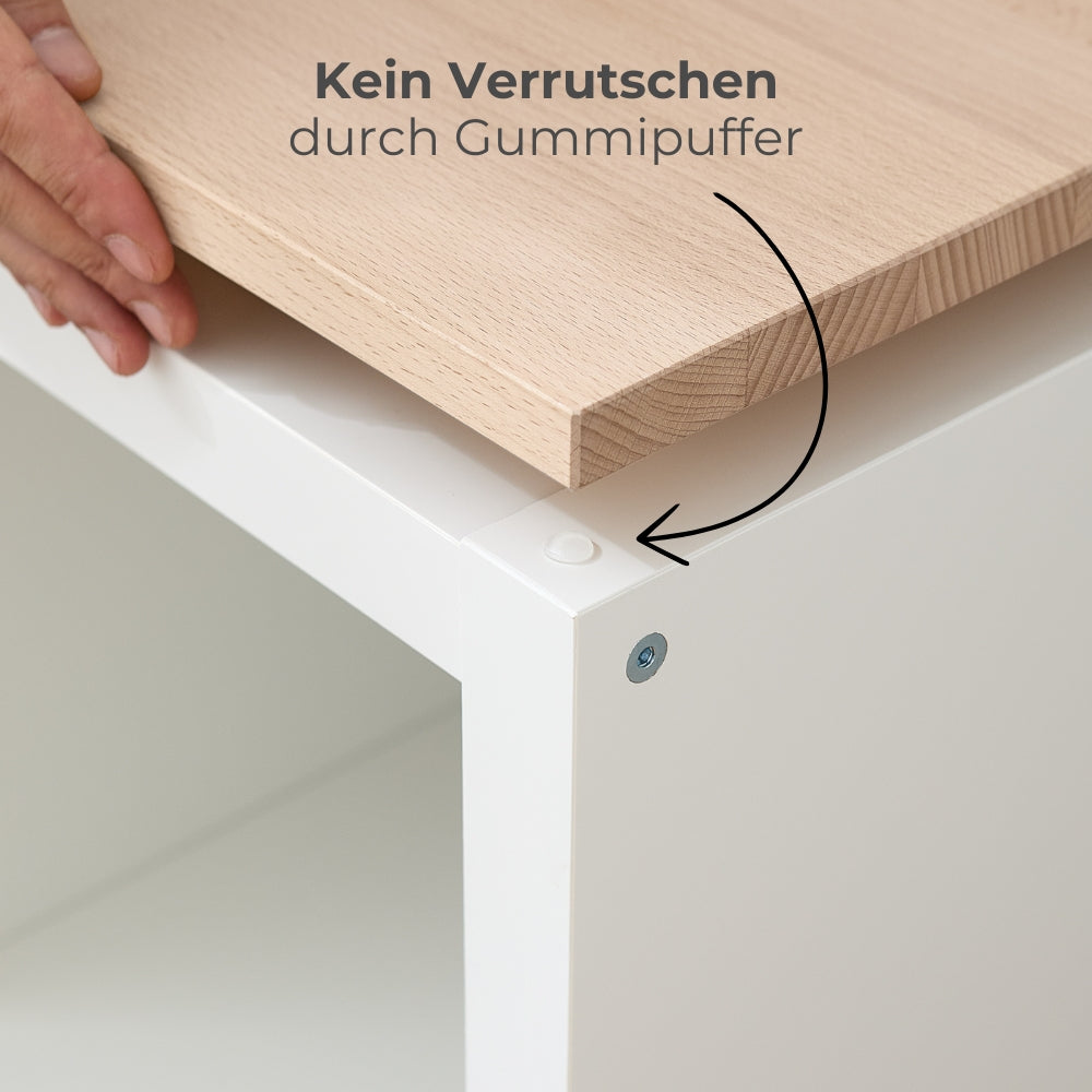Kallax Holzplatte aus massiver Buche mit einer Materialstärke von 20 mm.