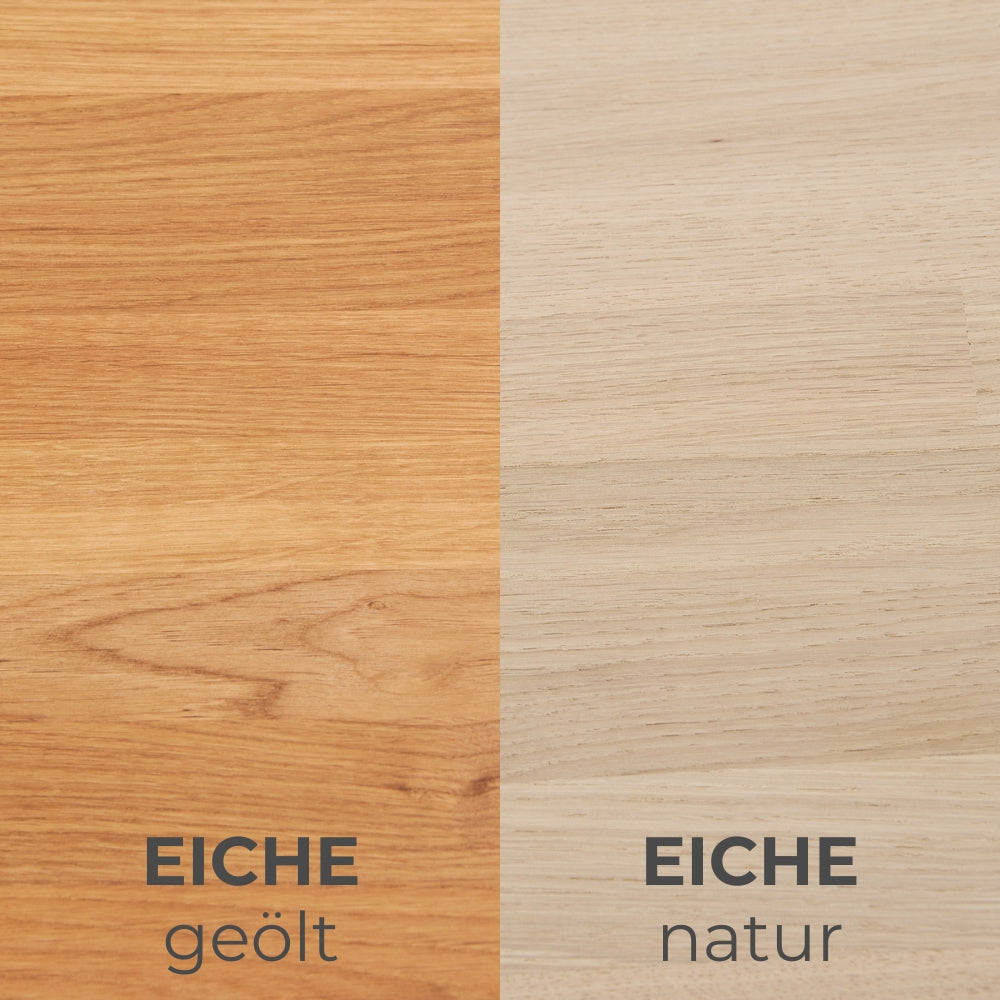 Vergleich der Oberflächenstruktur der Kallax Holzplatten aus Eiche fürs Kallax Regal von IKEA.
