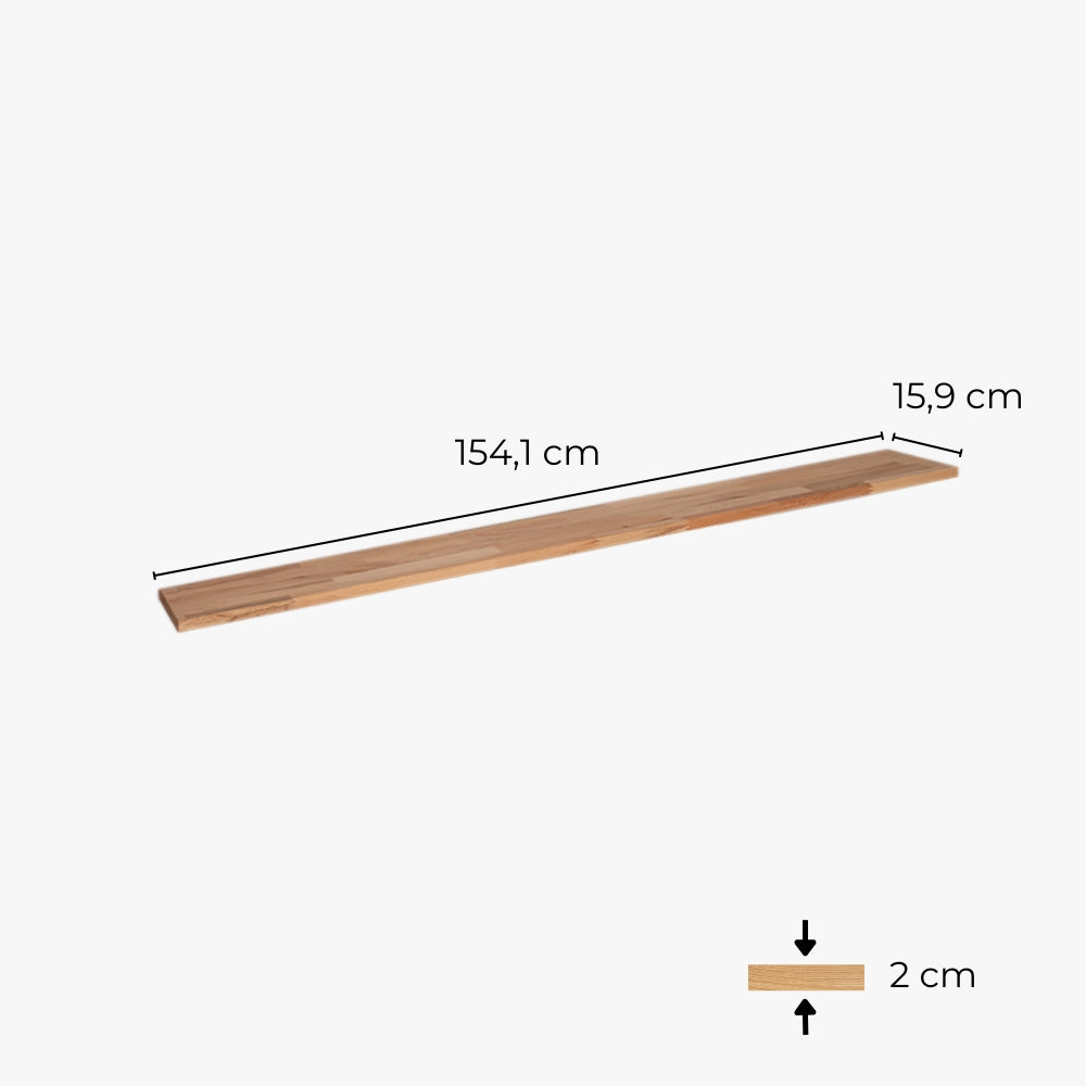 Freigestellte Holzplatte für 3 IKEA Trones Schuhschränke mit entsprechenden Maßangaben.