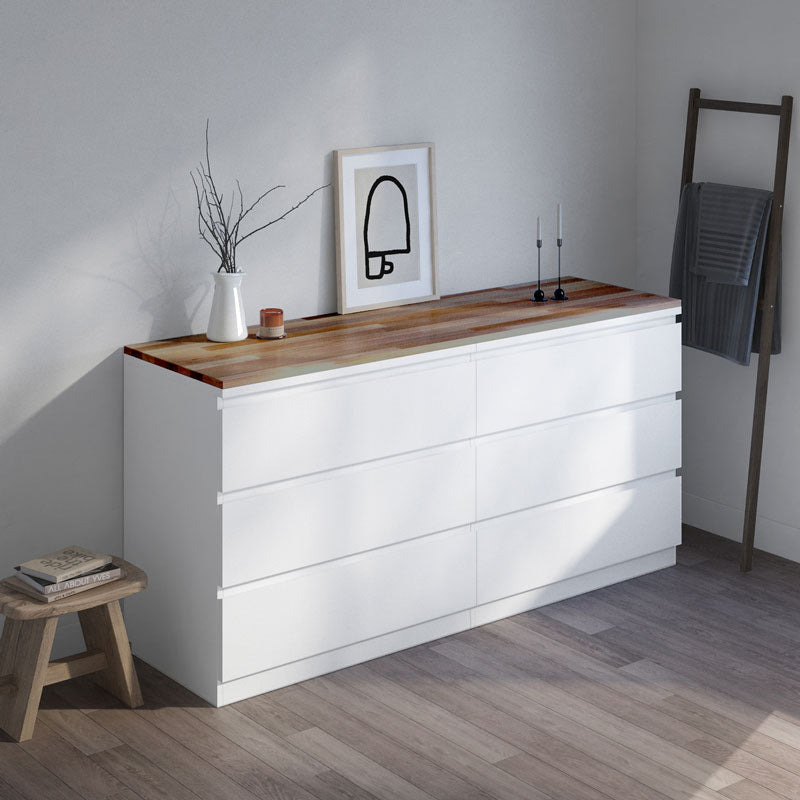 160 cm breite Ikea Malm Kommode mit geölter Deckplatte aus Buche