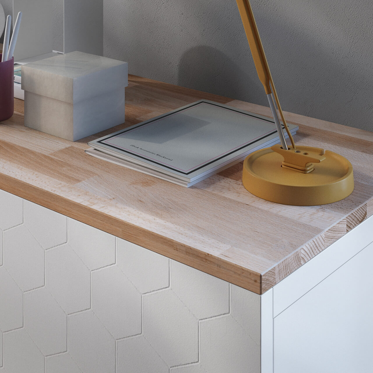 Detailansicht Ecke Holzplatte aus Buche geölt auf Ikea Besta Schrank