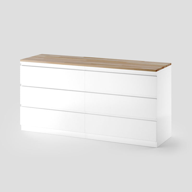 Breite Ikea Malm Kommode mit passgenauer geölter Holzplatte aus massiver Buche