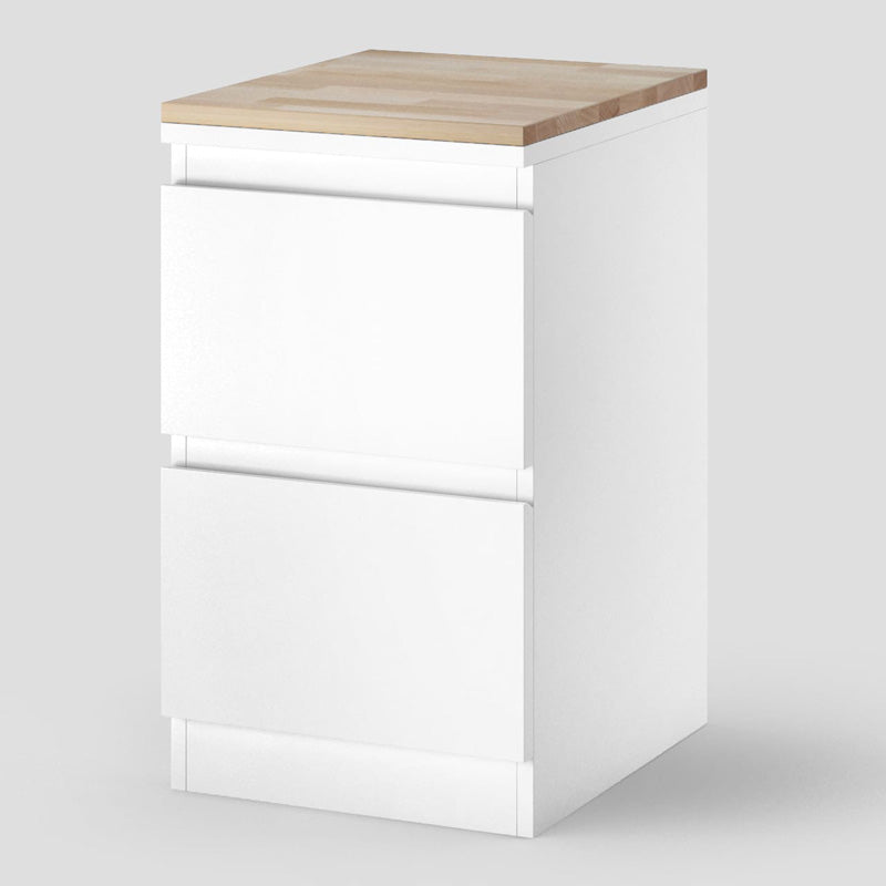 Ikea Malm Nachttisch mit passender Holzplatte aus massiver Buche