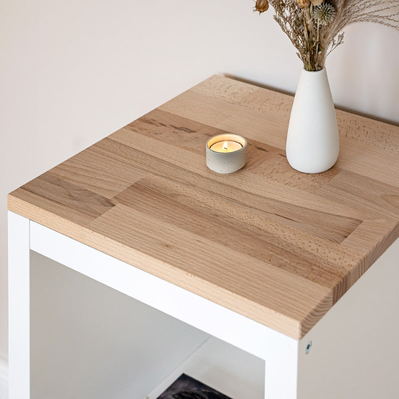 Detailansicht einer Kallax Holzplatte aus Buchenholz für das kleine Würfelregal