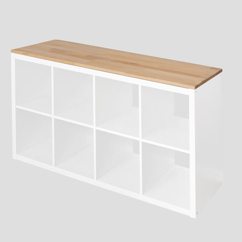 Weißes 4x2 Kallax mit einer Deckplatte aus robustem Buchenholz - Stärke: 2 cm