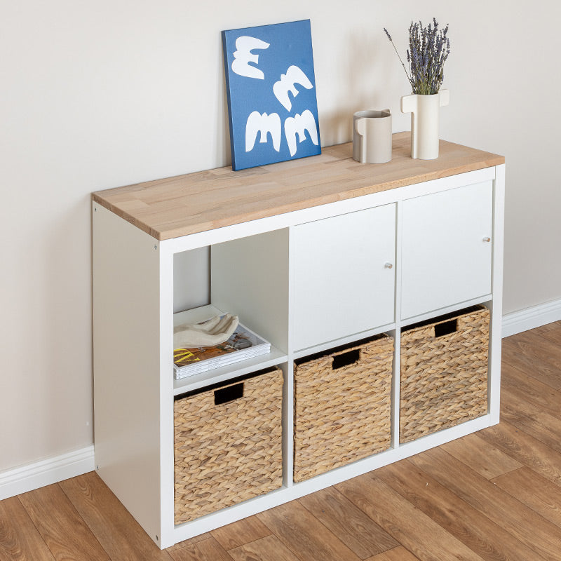 Ikea Kallax als 3x1 Sideboard mit Massivholz-Deckplatte