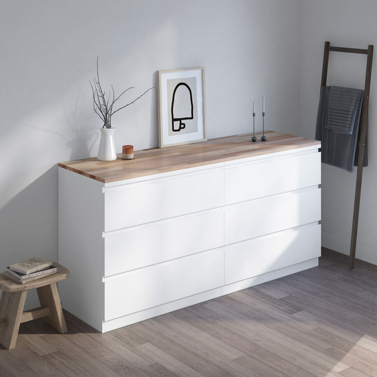 Holzplatte aus Buche für Ikea Malm Kommode