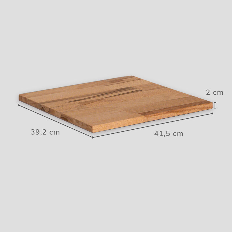 Freigestellte Holzplatte für das 1x1 Ikea Kallax Regal aus geölter, massiver Buche