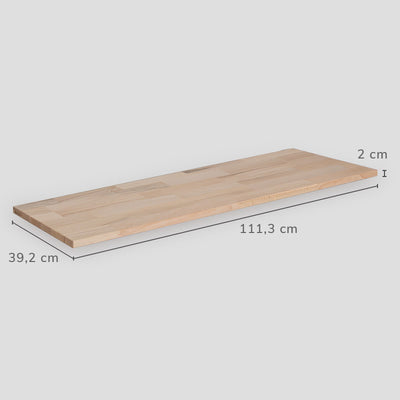 Plattenmaße der Holzplatte: Länge 111,3 cm, Tiefe 39,2 cm, Dicke 2 cm